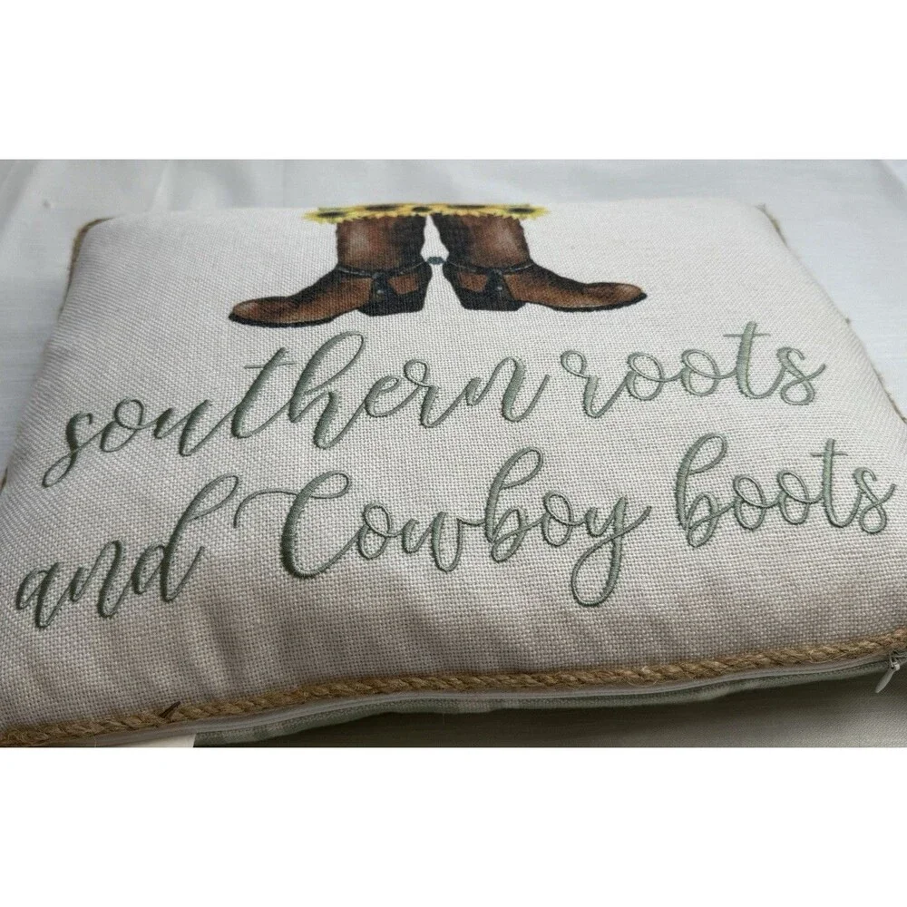 THRO Home By Marlo Lorenz Southern Roots Cowboy Boots 14”x18” Throw Pillow New